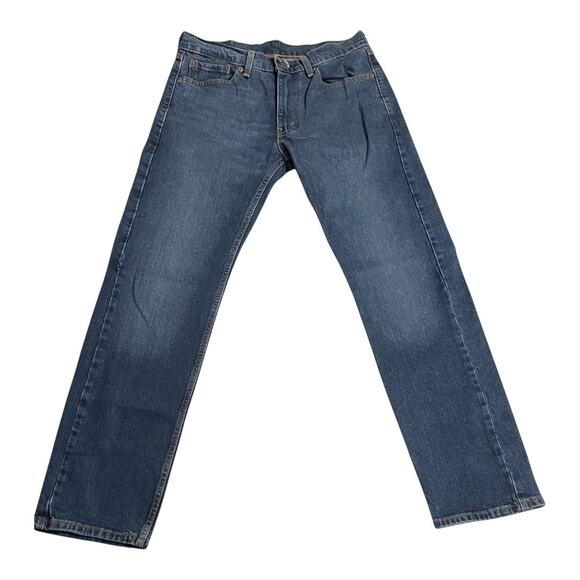 Levis 505 Mens Jeans Size 30 Mid Rise Regular Fit Straight Leg Denim Dark Wash - Picture 1 of 12
